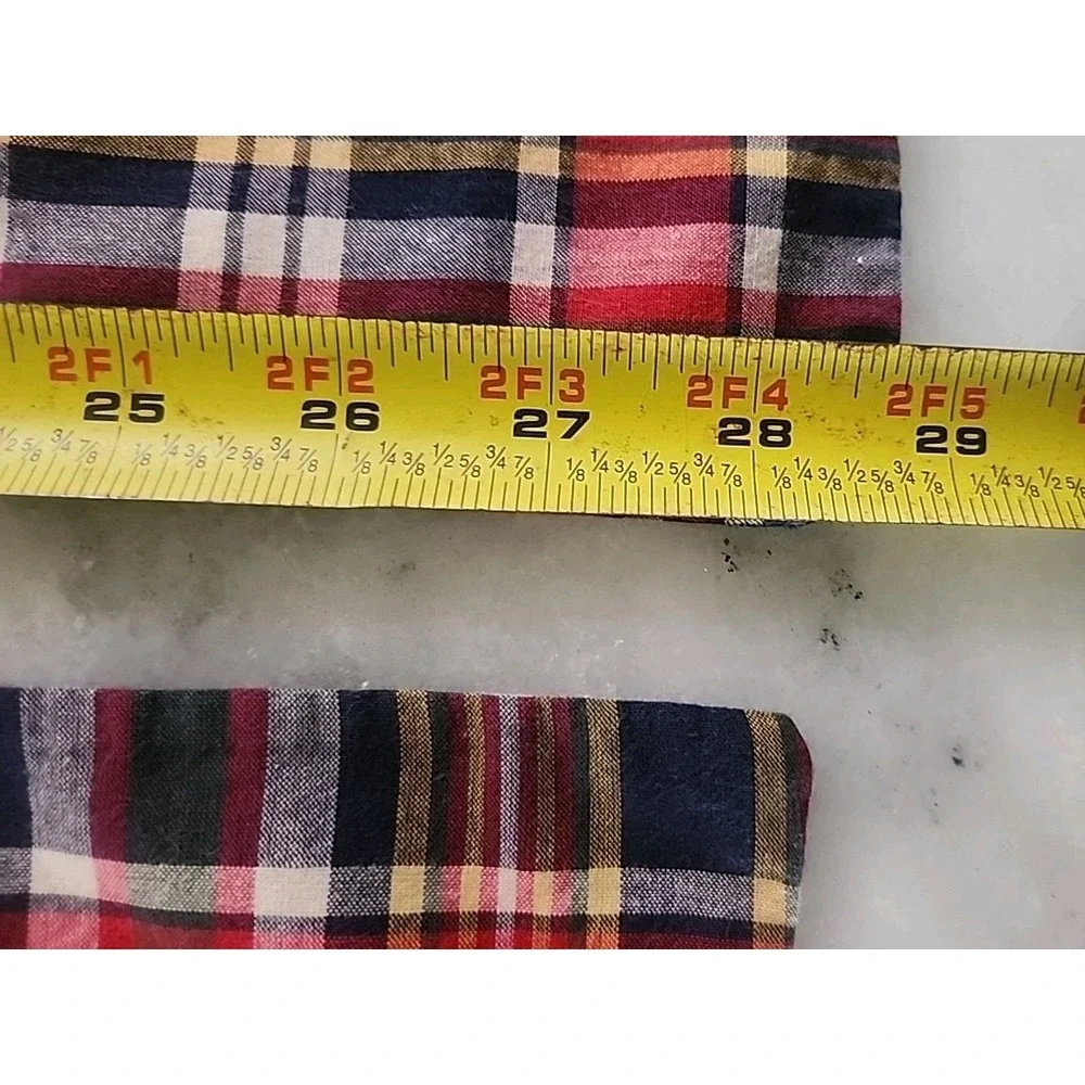 VTG 2/Ralph Lauren Kennebunkport Madras Tartan Plaid Standard Shams Red Navy VGC